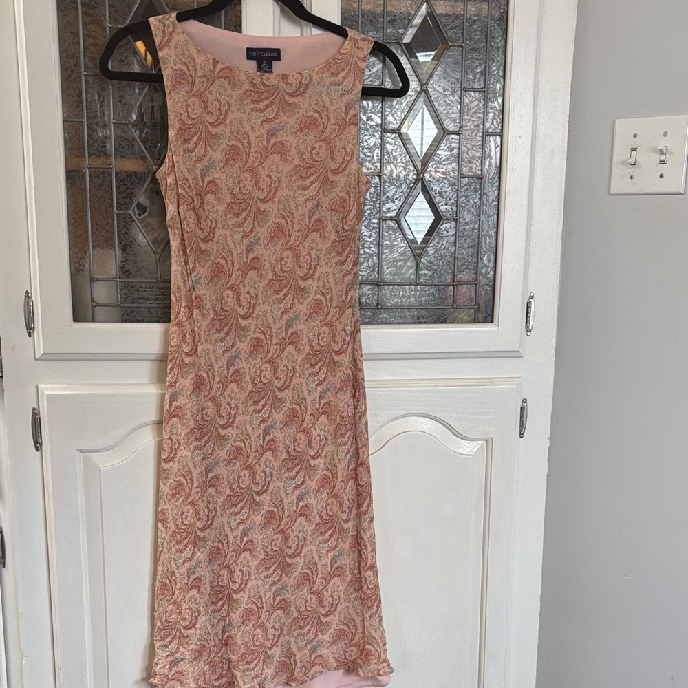 Vintage Ann Taylor Pink Paisley Midi Dress - Picture 2 of 4